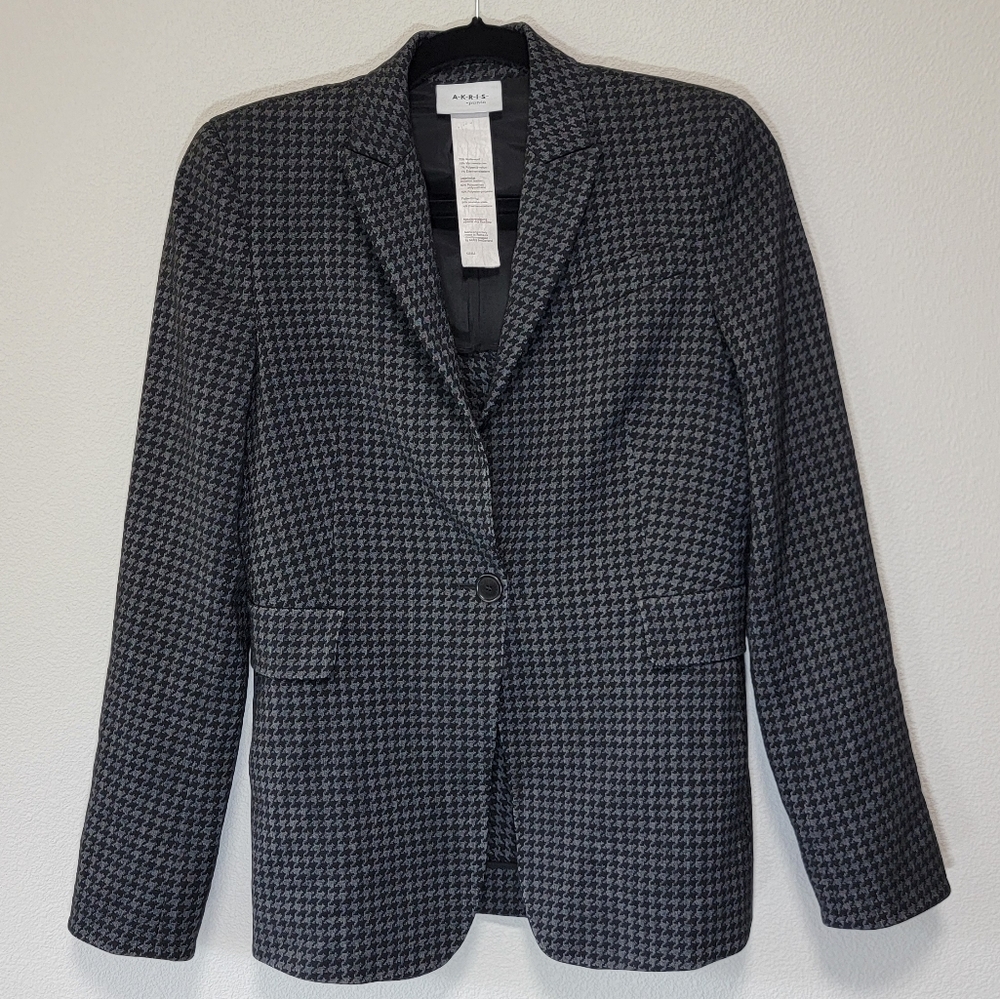 Akris Punto Wool Blend Houndstooth Classic Blazer